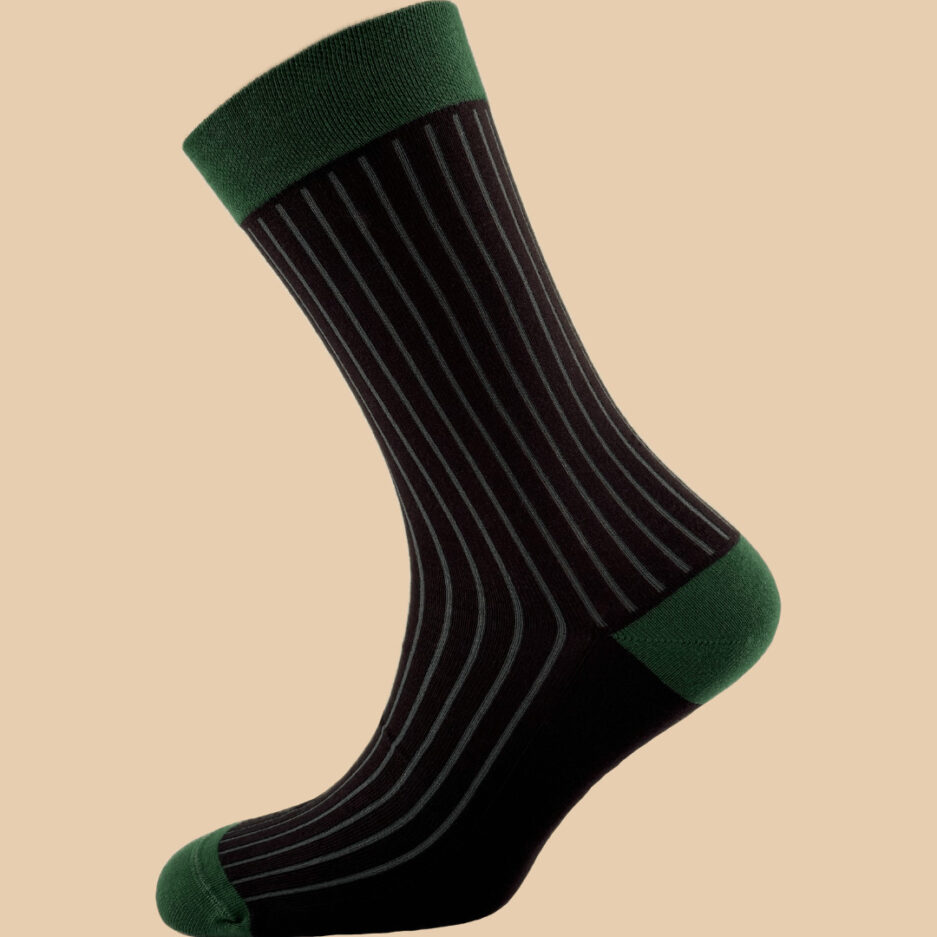 BLACK DARK GREEN PINSTRIPES SOCKS 1