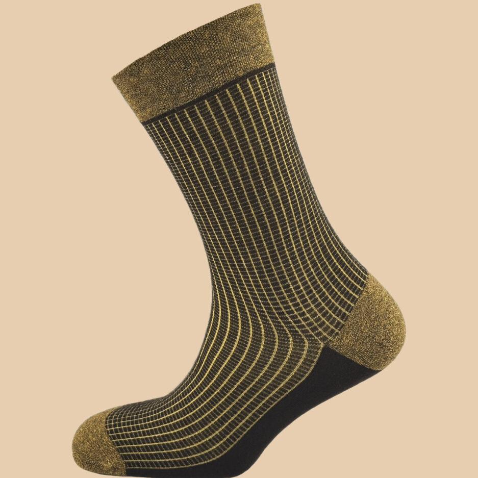 BLACK MELANGE YELLOW GRID SOCKS 1