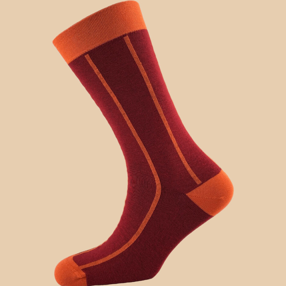 DARK RED ORANGE STRIPES SOCKS 1