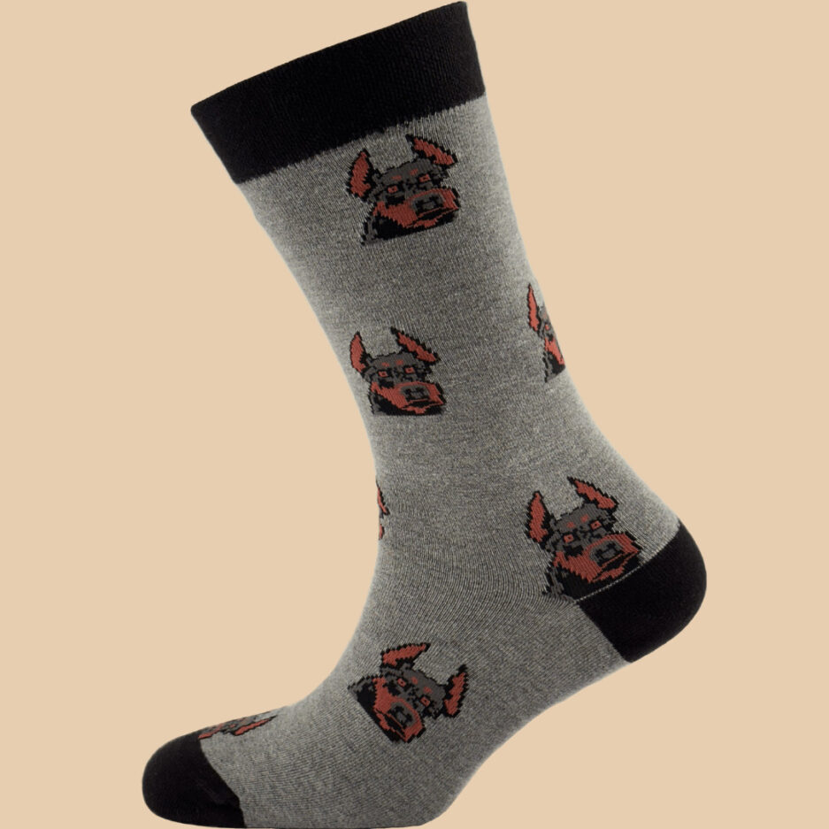 GRAY BLACK DOG SOCKS 1