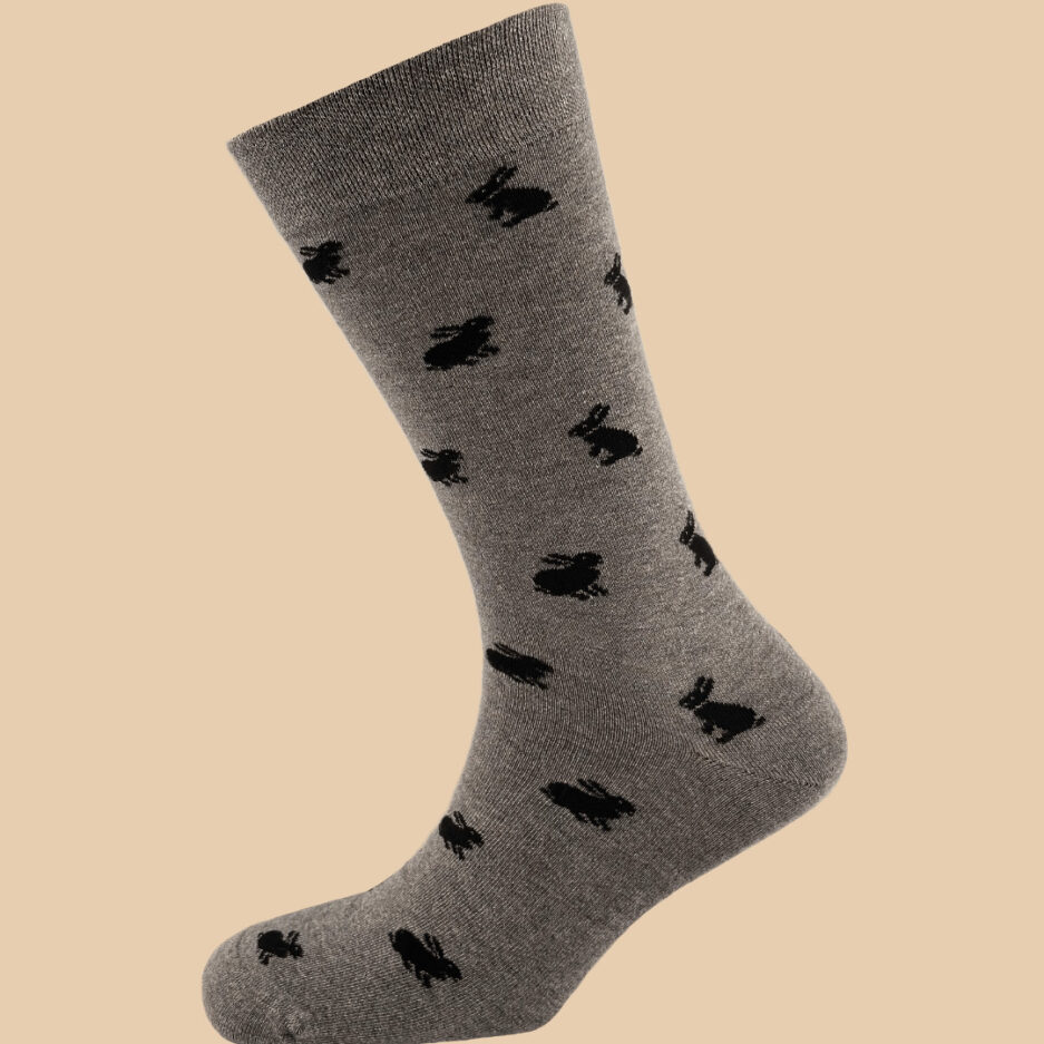 GRAY BLACK RABBIT SOCKS 1