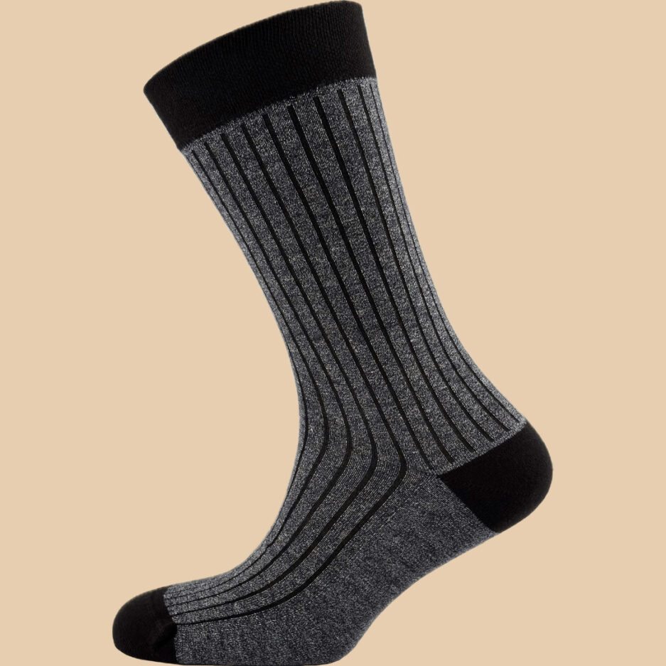 MELANGE ANTHRACITE BLACK PINSTRIPES SOCKS 1