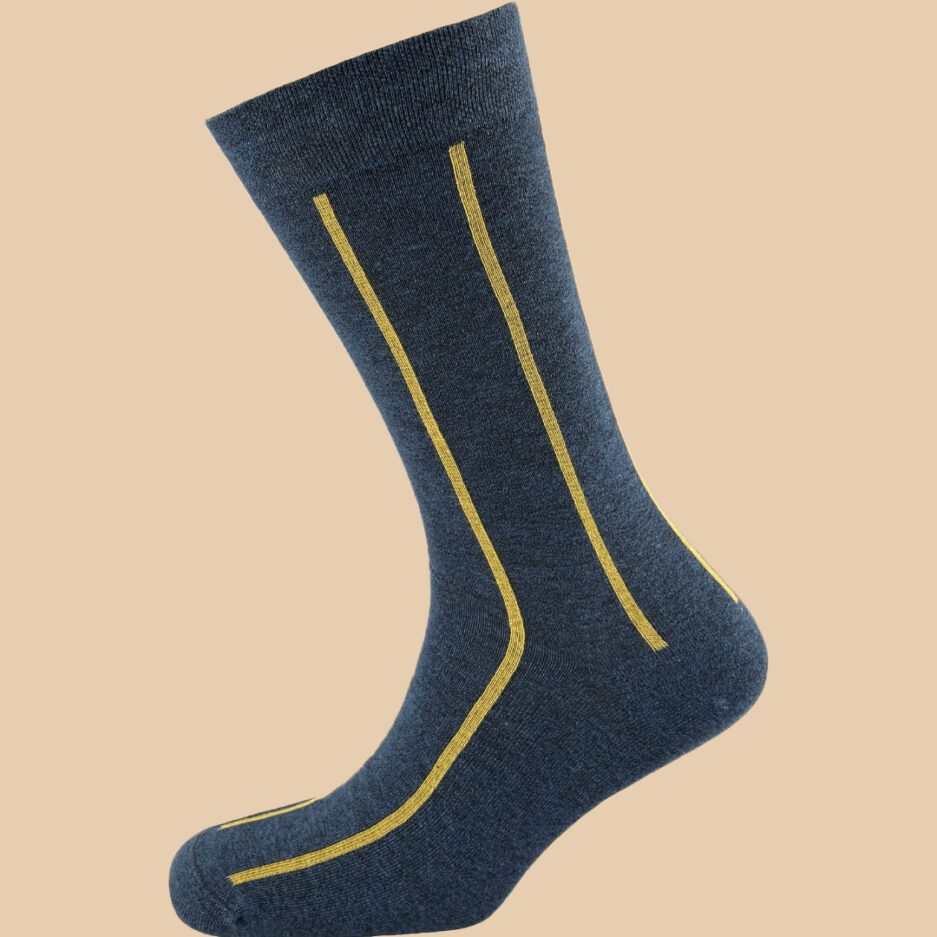 MELANGE BLUE MELANGE YELLOW STRIPES SOCKS 1