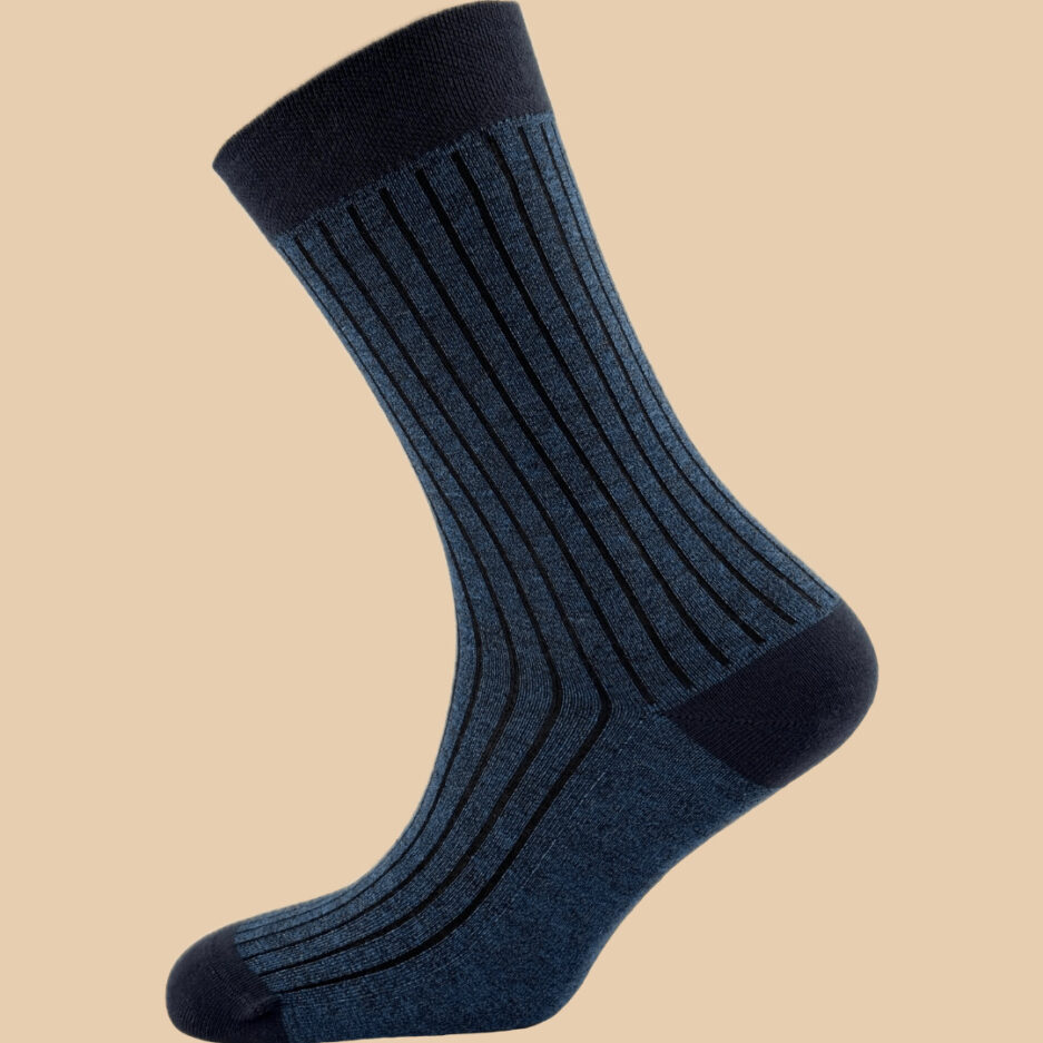 MELANGE BLUE NAVY BLUE PINSTRIPES SOCKS 1