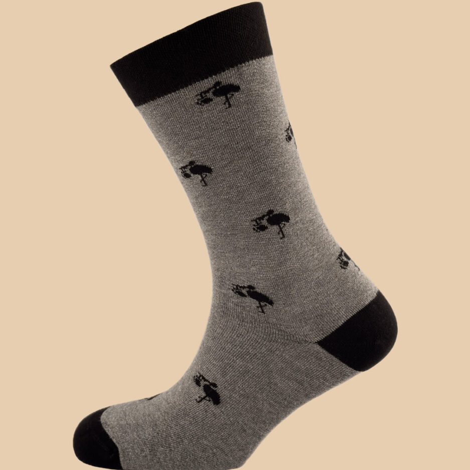 MELANGE GRAY BLACK STORK SOCKS 1