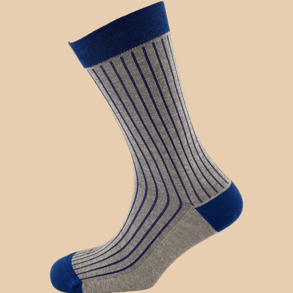 MELANGE GRAY BLUE PINSTRIPES SOCKS 1