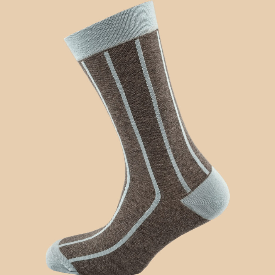 MELANGE GRAY LIGHT BLUE STRIPES SOCKS 1