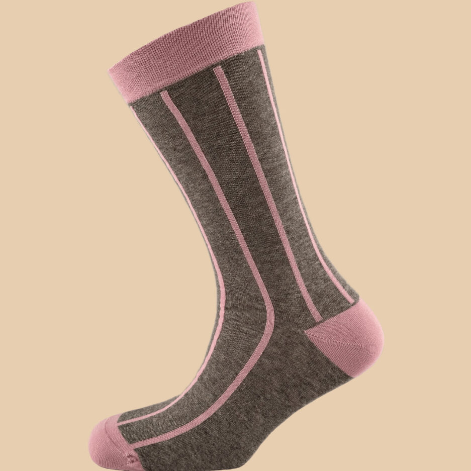 MELANGE GRAY LILA STRIPES SOCKS 1