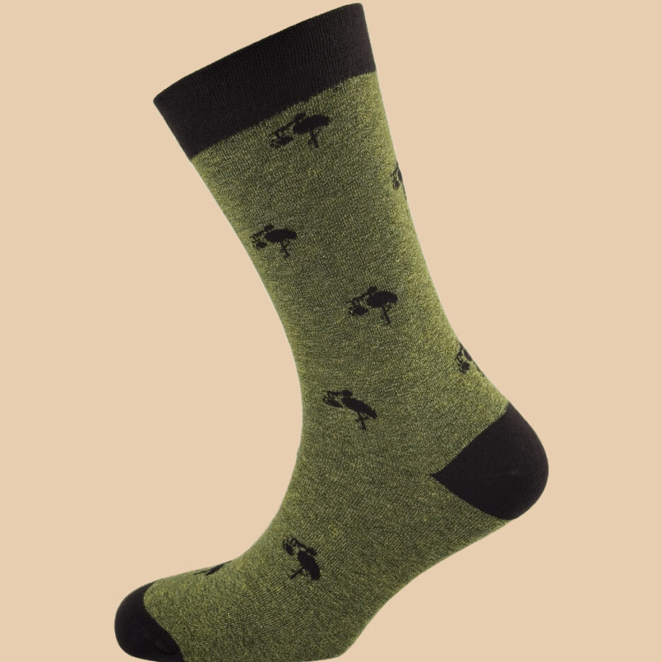 MELANGE GREEN BLACK STORK SOCKS 1