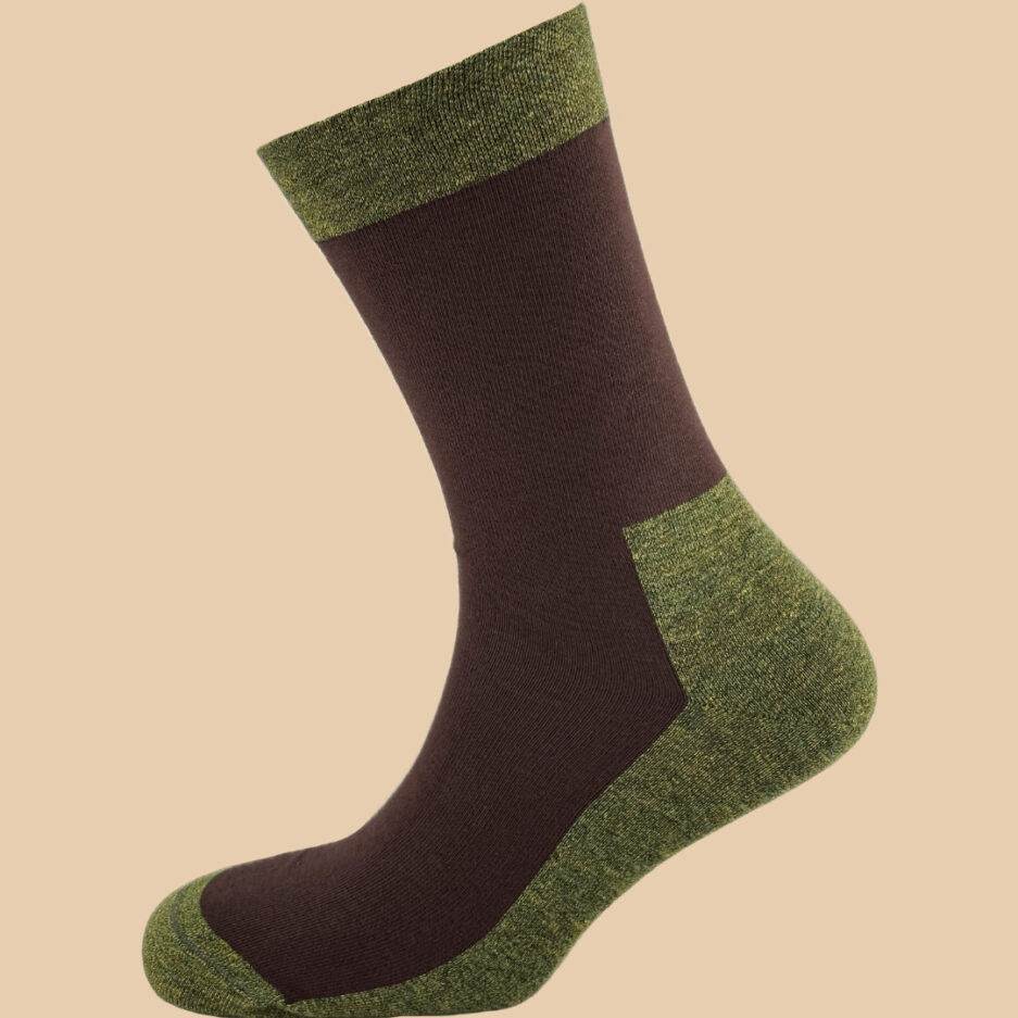 MELANGE GREEN BROWN COMBINE SOCKS 1