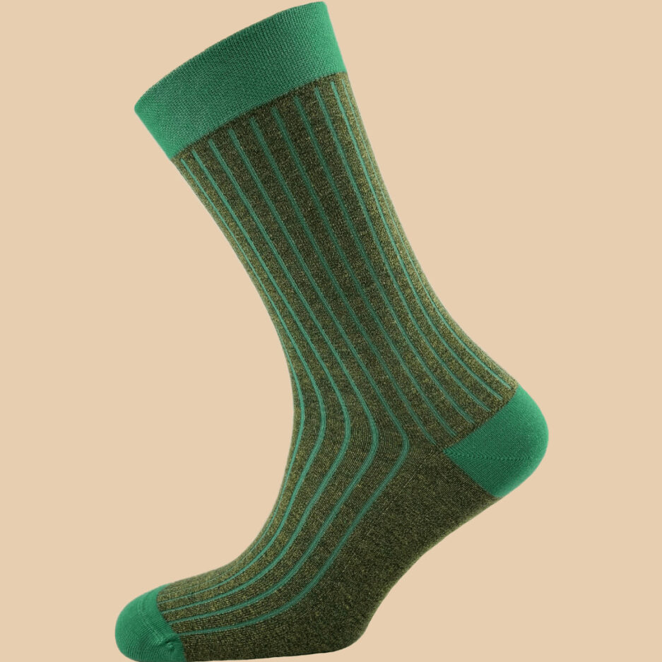 MELANGE GREEN LIGHT GREEN PINSTRIPES SOCKS 1