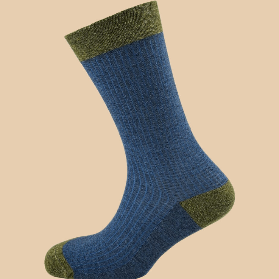 MELANGE GREEN MELANGE BLUE GRID SOCKS 1