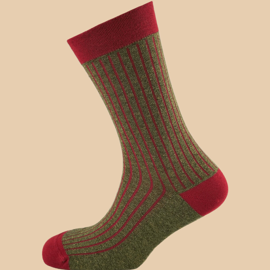 MELANGE GREEN RED PINSTRIPES SOCKS 1