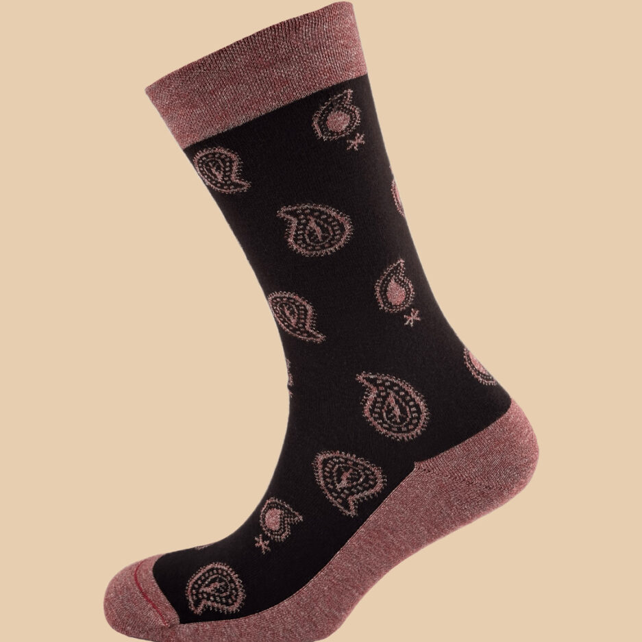 MELANGE PINK SIYAH PAISLEY SOCKS 1