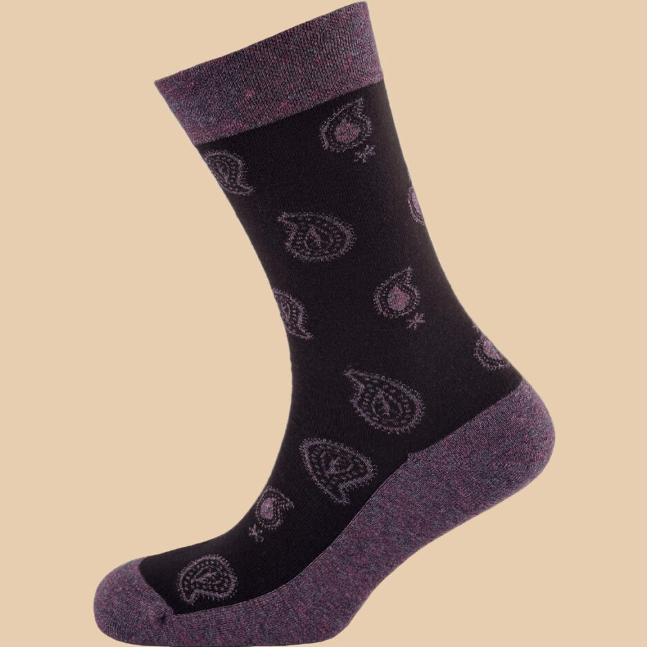 MELANGE PURPLE BLACK PAISLEY SOCKS 1