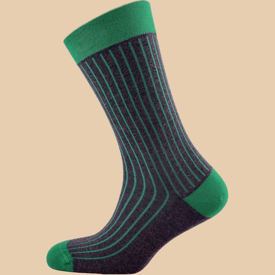 MELANGE PURPLE LIGHT GREEN PINSTRIPES SOCKS 1