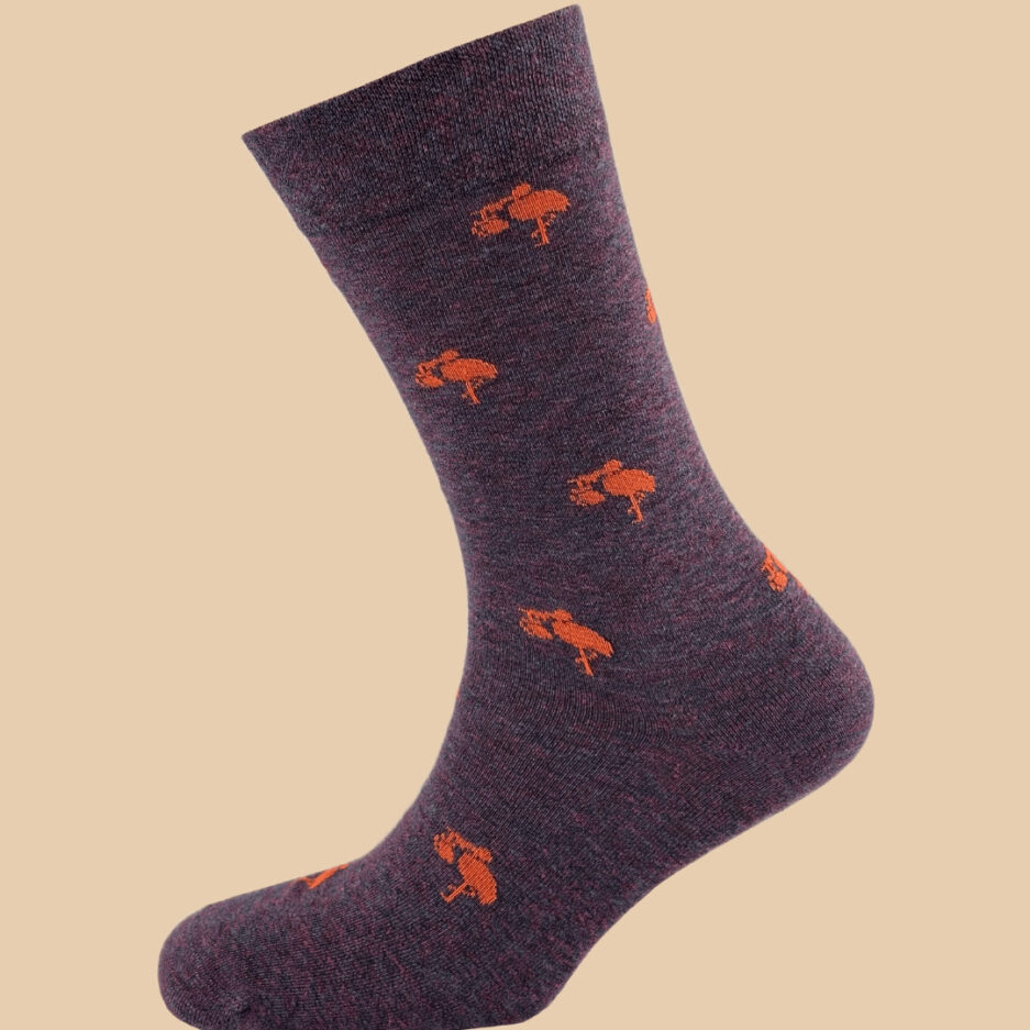 MELANGE PURPLE ORANGE STORK SOCKS 1