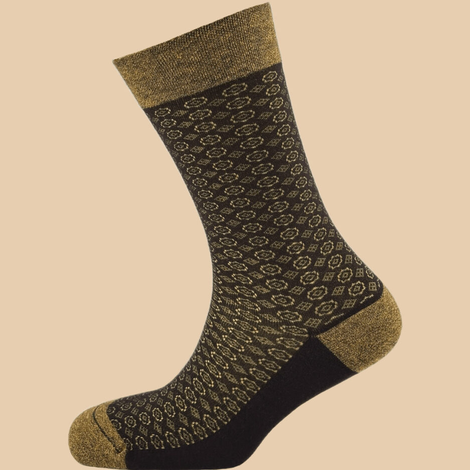 MELANGE YELLOW GEOMETRIC DESIGN SOCKS 1