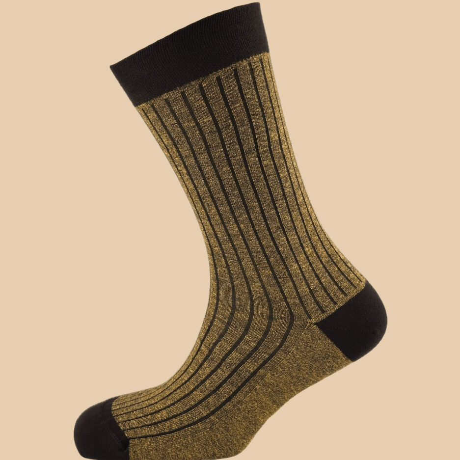 MELANGE YELLOW BLACK PINSTRIPES SOCKS 1