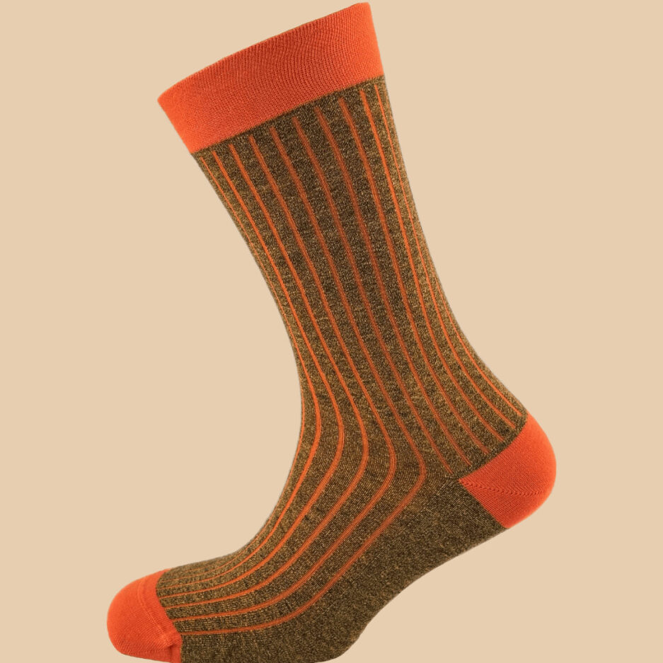 MELANGE YELLOW ORANGE PINSTRIPES SOCKS 1