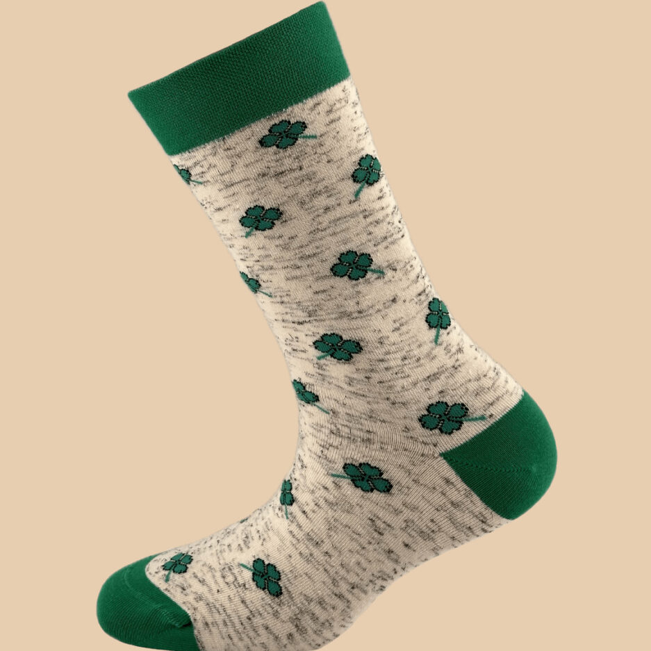 MELANGE GRAY GREEN CLOVER SOCKS