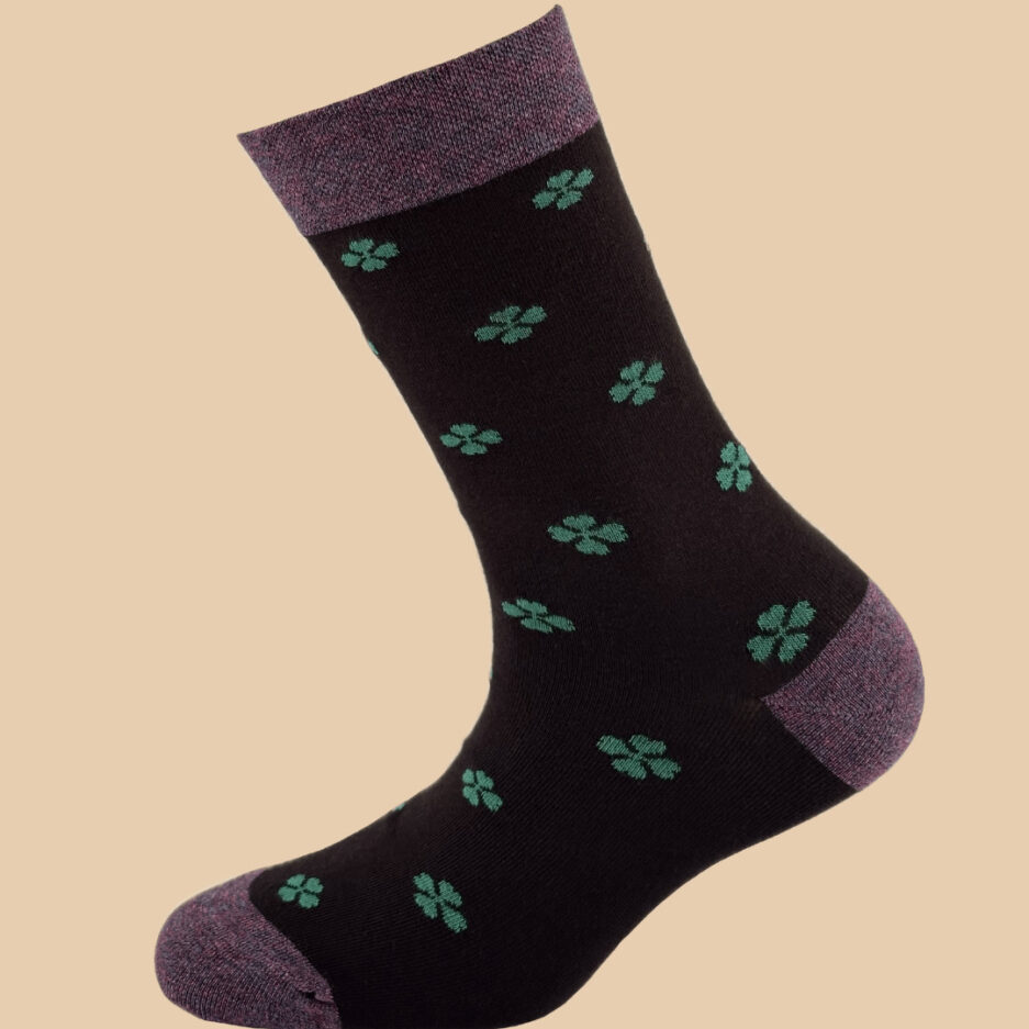 MELANGE PURPLE BLACK CLOVER SOCKS