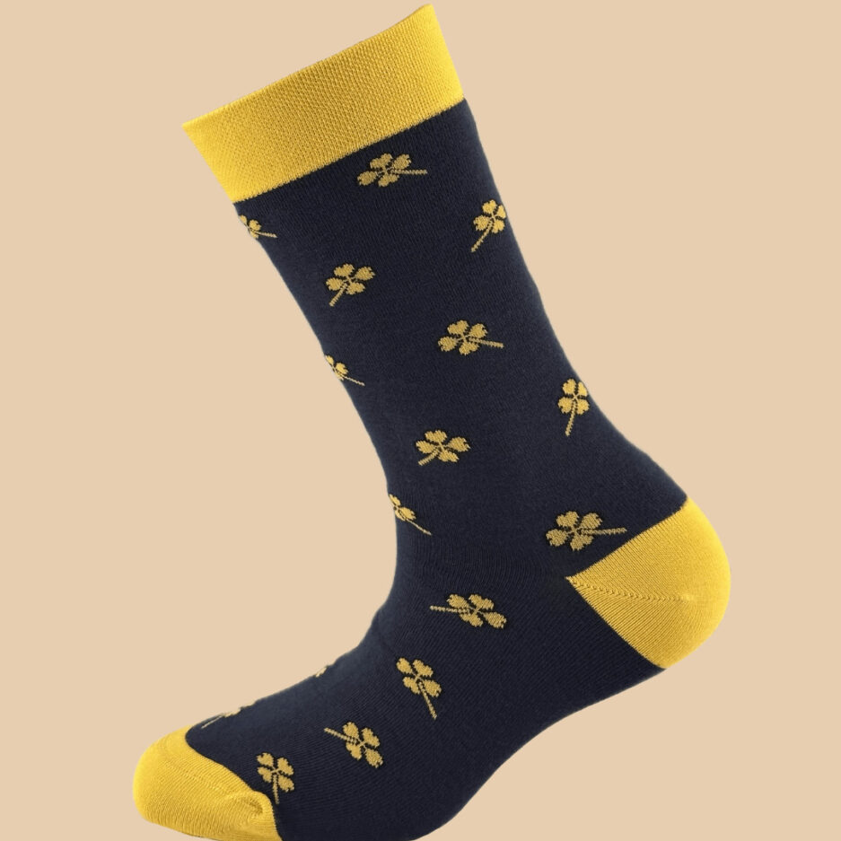 YELLOW NAVYBLUE CLOVER SOCKS